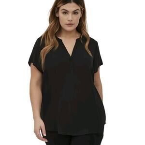Torrid black Georgetta hi low short sleeve split neck blouse woman's size 3X